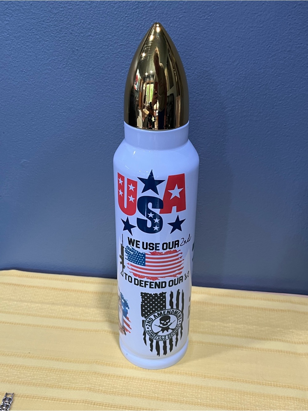 Patriot 2nd Amendment Bullet Tumbler Thermos - 17oz Stainless Steel Insulated